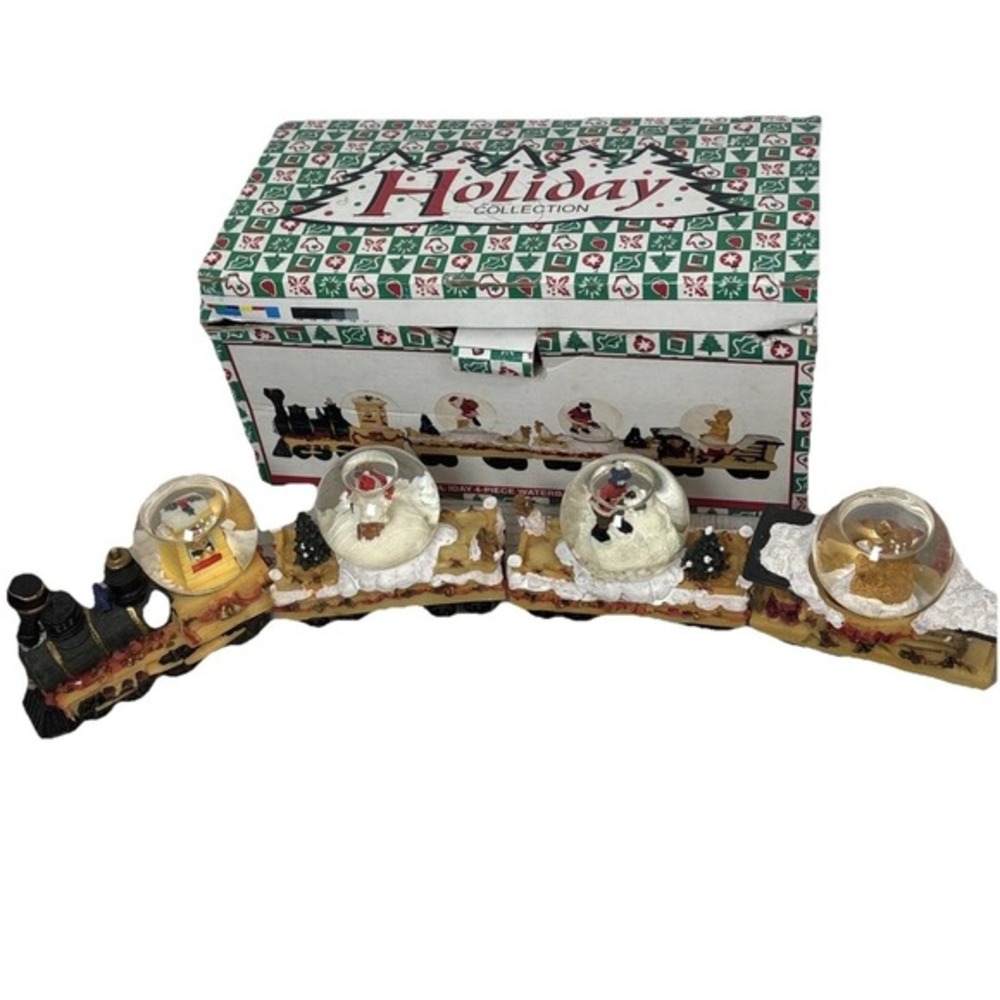 World Bazaars Holiday Collection 4Piece Christmas Train Waterball Snow Globe Set